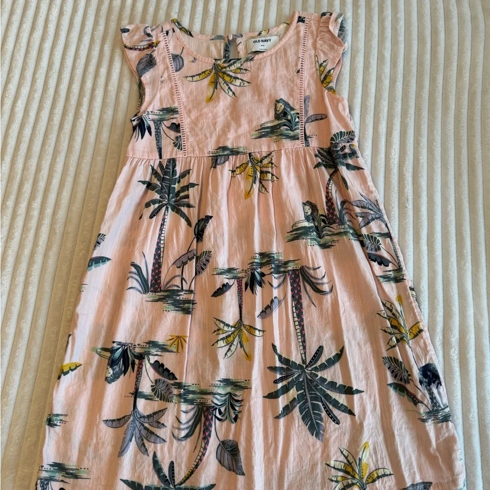 Old Navy Pink Tropical Print Kids Dress